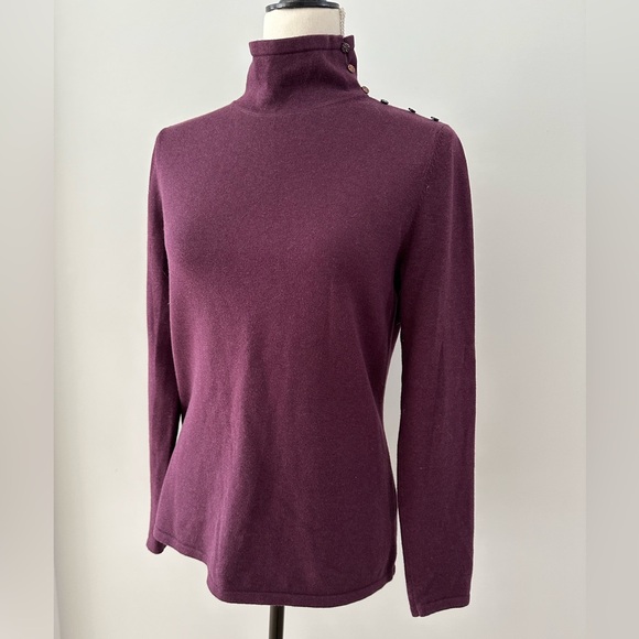 J. McLaughlin Purple Sweater Turtleneck Long Sleeve With Buttons Women's Size S - Picture 2 of 15